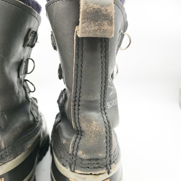 SOREL Caribou Gray Leather Outdoor Waterproof Snow Boots Womens 7 - Picture 6 of 14